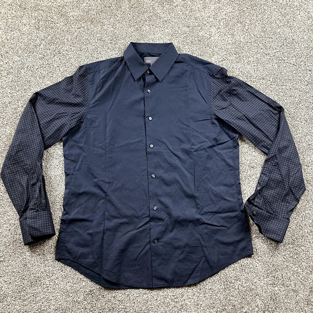 VINCE. Shirt Adult Large Button Up Blue‎ Contrast Pattern Paisley Mens